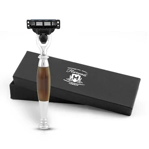 Maquinilla de afeitar de 3 bordes para hombre, maquinilla de afeitar para mujer, maquinilla de afeitar de lujo para hombre, imitación de cuerno de - Imagen 1 de 9