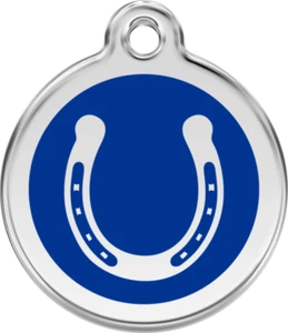 Red Dingo Horse Shoe Dark Blue Tag - Lifetime Guarantee - Cat, Dog, Pet ID Tag E - Picture 1 of 5