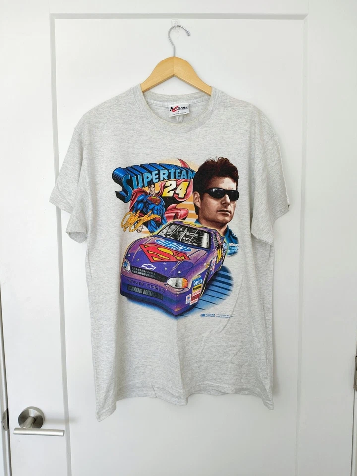 Camiseta grande gris Jeff Gorden Superman NASCAR vintage para hombre  Foto 1 de 4