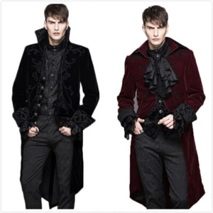 Devil Fashion Mens Goth punk Steampunk Aristocrat Victorian Velvet Jacket Coat - Picture 1 of 27
