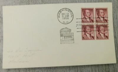 First Day Of Issue Washington DC 1958 John Jay Vintage Stamp Envelope Cover - Image 1 of 4