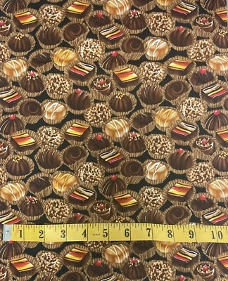 SWEET TREATS CHOCOLATES 100% COTTON FABRIC 44” By 17” OOP - Image 1 of 2