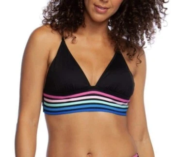 NWT La Blanca Womens Spectrum Cross Back Triangle Bikini Top Black 8 - Image 1 of 4
