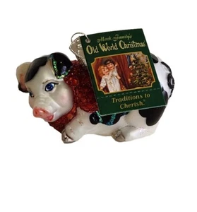 Old World Christmas Country Piggy Pig OWC Glass Ornament NWT 2005 retired No Box - Picture 1 of 12