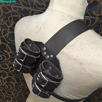 Fantasia coldre suporte rapier couro sintético espada dupla ombro costas medieval - Imagem 1 de 4