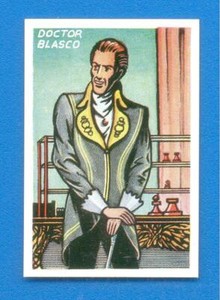 DAN DARE.No.9.DR.BLASCO.CARD ISSUED BY F.C.CALVERT IN 1954.SIZE 3.8 x 5.5cms