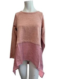 Ladies Small Pink Long Sleeve Blouse Tunic Pullover Sweatshirt Relaxed NWT - Picture 1 of 4