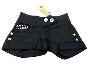 R and B Shorts Women Black Denim Embolished Pearl Beads Size 8 - Picture 1 of 10