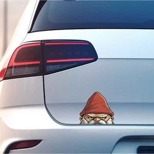Angry Garden Gnome Peeking Peeping Peeker Peeper Vinyl Sticker Aufkleber 105x95mm - Bild 1 von 1