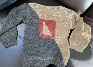 Leather sweater hand knit pullover - Picture 1 of 5