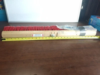 BRUSKE Vintage - 30” wide - Red Fine Bristle Push Broom w/o Handle NEW w/ Brace - Image 1 of 4