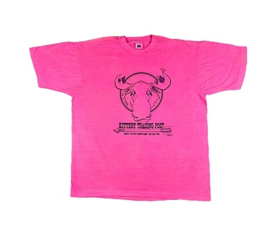 Винтажная футболка Kittery Trading Post промо розовая одинарный шов взрослый размер XL 90-е - Изображение 1 из 4