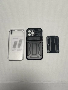 iPhone 13 Pro Max Hülle schwarz mit Ständer und Kartenhalter/Displayschutz - Bild 1 von 8