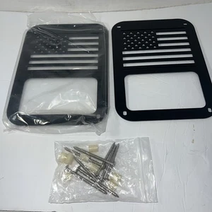 New Jeep wrangler US Flag Tail Light Covers Black Aluminum 5 7/8”x 8” - Picture 1 of 4