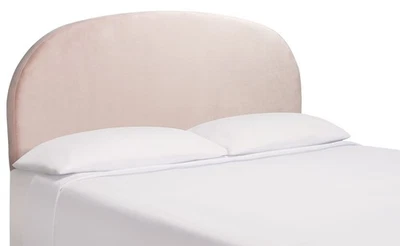 Cabeceira Home Collection Saraya rosa pálido veludo curvo estofado tamanho completo - Imagem 1 de 4