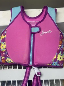 Speedo Swimming Aid Vest Youth Small 2-4 Years Pink Floral UV 50 Blocktherm Kids - Picture 1 of 6