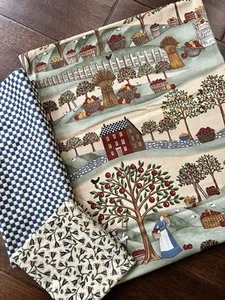 MODA Apple Crisp Deb Strain- 1 Yd Apple Tree Scene, 1 FQ Floral, 1/2 Yard - VTG - Picture 1 of 6