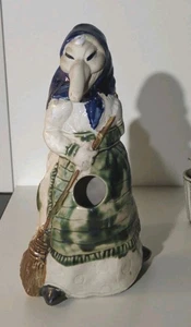 Vintage Ceramic Kitchen Witch RJ DRINKWATER Utensil Holder Baba Yaga 10" - Picture 1 of 4