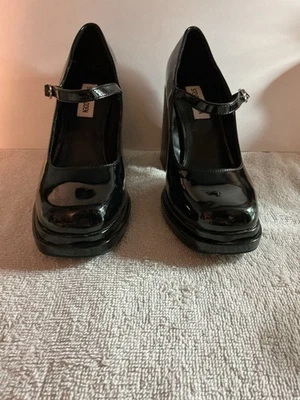 Zapatos de tacón Steve Madden para mujer Olivia Mary Jane talla 9 dos veces plataforma negros Foto 1 de 4