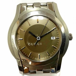 Gucci 5500XL Men's Quartz Watch Stainless Steel Brown Dial Used From Japan - Picture 1 of 15