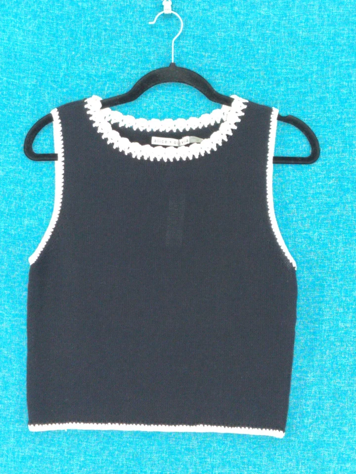 Алиса и Оливия свитер Майка женщин средний черный/белый без рукавов новый с Ярлыками 2204 - Изображение 1 из 4