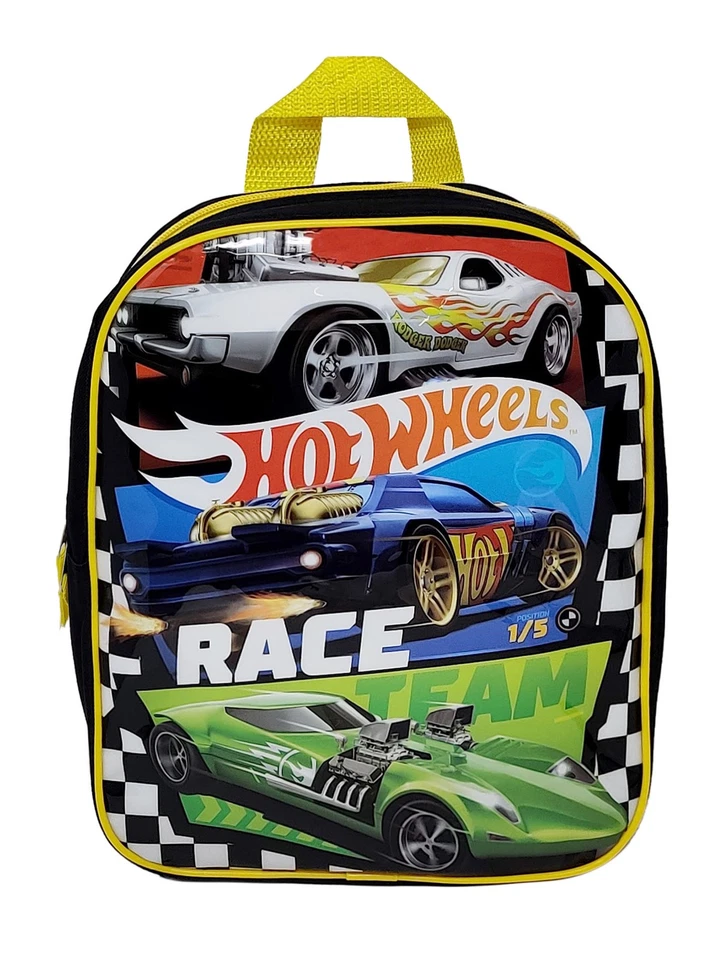 Mochila Hot Wheels 11" pequena mini corrida criança meninos preto azul verde - Imagem 1 de 4