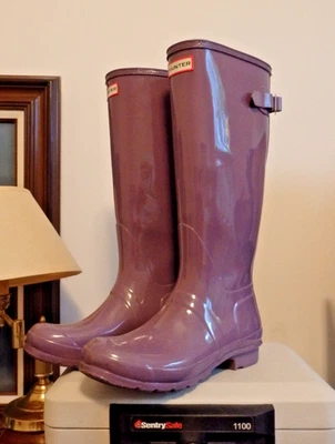 RARE PURPLE Original Tall Hunter boots  US woman 10 UK 8 EU 42   Great shape - Image 1 of 4