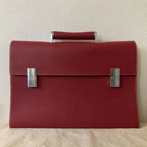 Porsche Design Business Bag Genuine Leather Red Briefcase Document Bag - Picture 1 of 10