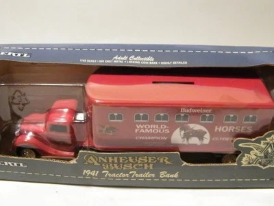 Ertl 1:43 Anheuser-Busch 1941 Tractor Trailer Die Cast Metal Locking Coin Bank  - Image 1 of 4