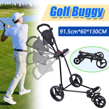 Golf Buggy Trolley Cart Removable Wheels Push Pull Foldable Foot Brake Mesh Bag