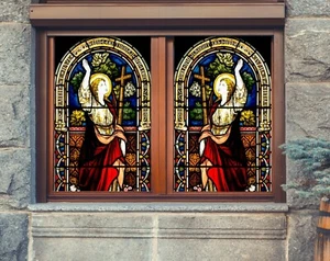3D Church Woman D154 Window Film Print Sticker Cling Stained Glass UV Block An - Picture 1 of 11