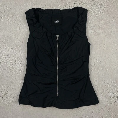 Dolce Gabbana Very Rare Nylon Corset Top Black Zip Up Size 40 Y2k Luxury - Image 1 of 4