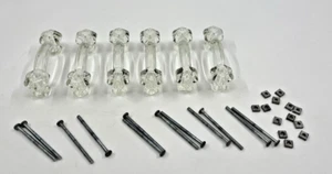 6 EDLE ANTIKE KLARGLAS KRISTALL SCHUBLADENGRIFFE & SCHRAUBEN 3" Loch zu Loch - Bild 1 von 18