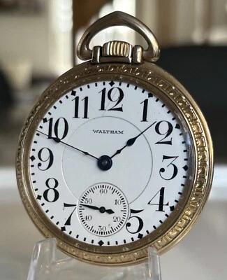 1907 WALTHAM USA 23J VANGUARD 16s Railroad POCKET WATCH Gold Filled Case TICKS - Image 1 of 4