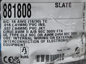 Alpha Wire 881808 18/8C Alpha Essentials Control/Instrumentation Cable Gray/10ft - Picture 1 of 12