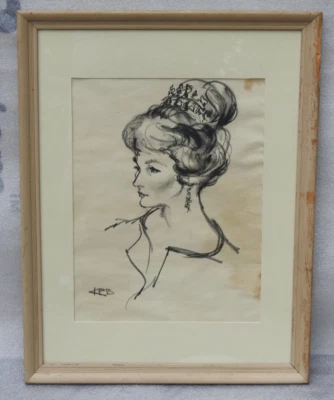 Kenneth Paul блок эскиз актриса Недда Харриган Логан винтажный модный дизайнер - Изображение 1 из 4