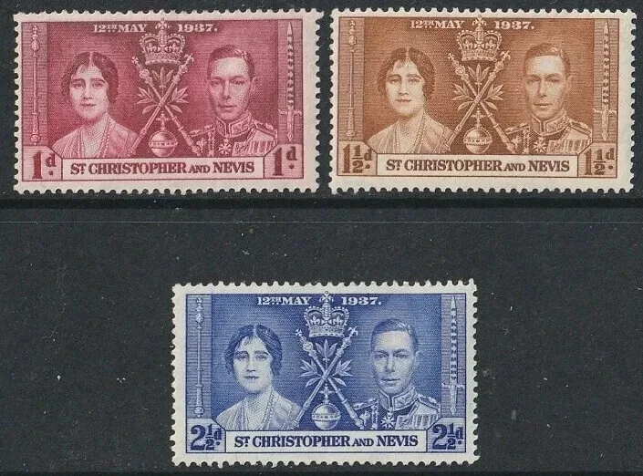 St Kitts & Nevis 1937 Coronation set  SG 65-67 MM mint *COMBINED POSTAGE* - Image 1 of 1