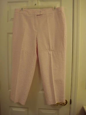 Women's David Brooks Hot Pink & White Striped Flat Front Capris  Size 18 - Imagem 1 de 4