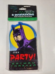 VINTAGE NEW 1995 BATMAN FOREVER PARTY INVITATIONS AND ENVELOPES DC COMICS - Picture 1 of 14