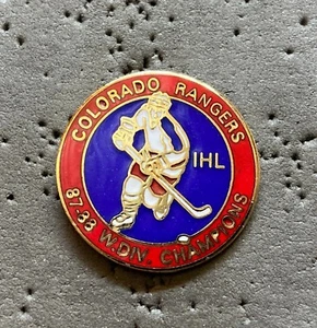 Colorado Rangers 87-88 W. Div. Champions IHL Hockey Pin - Imagen 1 de 2