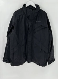 Columbia Mens Jacket XL Black Interchange Full Zip Outdoors Nylon Logo Pockets - Picture 1 of 15