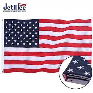 Amerikanische Flagge 2,5 x 4 Fuß Polyester UV geschützt bestickt Sterne außerhalb US-Flagge - Bild 1 von 8