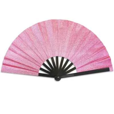Glitter Pink XL Hand Fan Boots on The Ground Fan Sparkly Glitter Rave Fan - Image 1 of 4