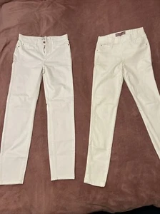 2 Pairs Of White Jeans+jeaggings TU RIVER ISLAND size 10 Super Stretch - Picture 1 of 10