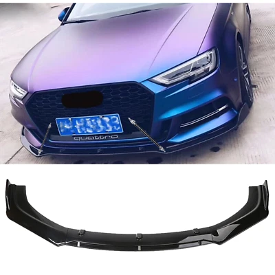 Front Bumper Lip Spoiler Splitter Body Gloss Black For Audi A4 A5 A6 A7 B7 B8 - Image 1 of 4