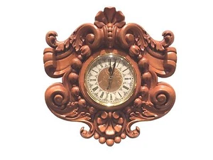 Handgeschnitzte massive Hartholz Wanduhr 13-3/4" x 13" Breite mit 5" UHR PASSEND - Bild 1 von 7