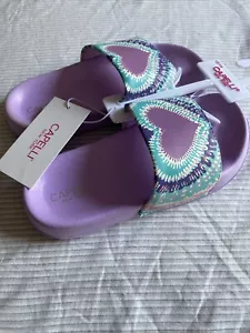 Sandalo CAPELLI NEW YORK viola blu cravatta tintura cuore slide leggero bambini 12/13 - Foto 1 di 14