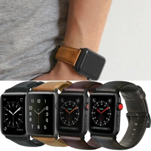 Genuine Leather Watch Band Strap Replacement For Apple Watch Series 7 6 5 4 3 2 - Picture 1 of 17