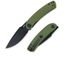 Kubey Linerlock Folding Knife 3.43" Black D2 Tool Steel Blade Green G10 Handle