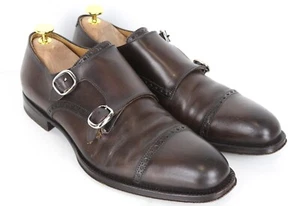 SUITSUPPLY Men Formal Shoes EU40 Double Monk Strap Brogue Brown Calf Leather - Picture 1 of 16
